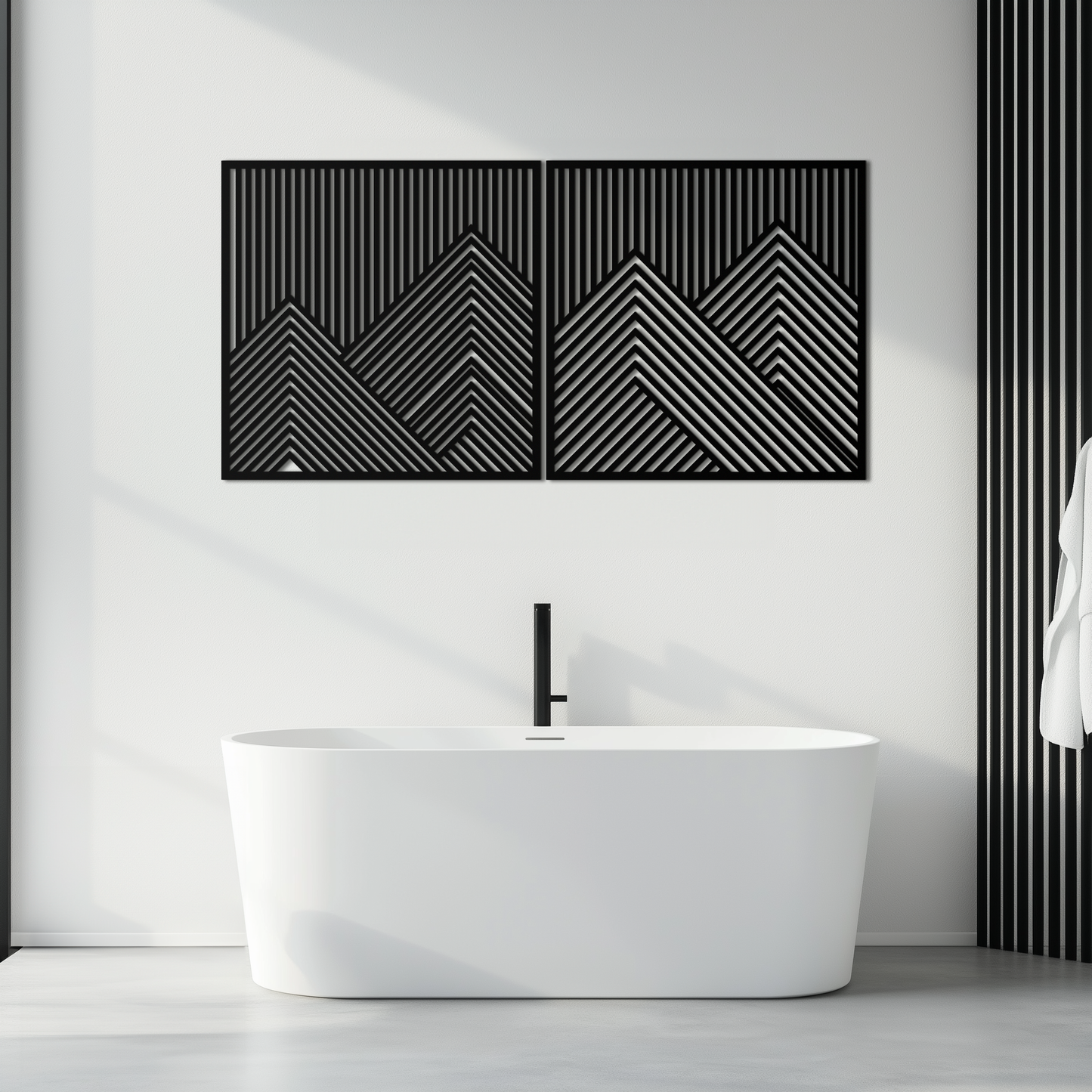 Geometric Mountain Landscape Metal Wall Art - Modern Minimalist Decor- KAF188 - Tampa Home & Garden Store