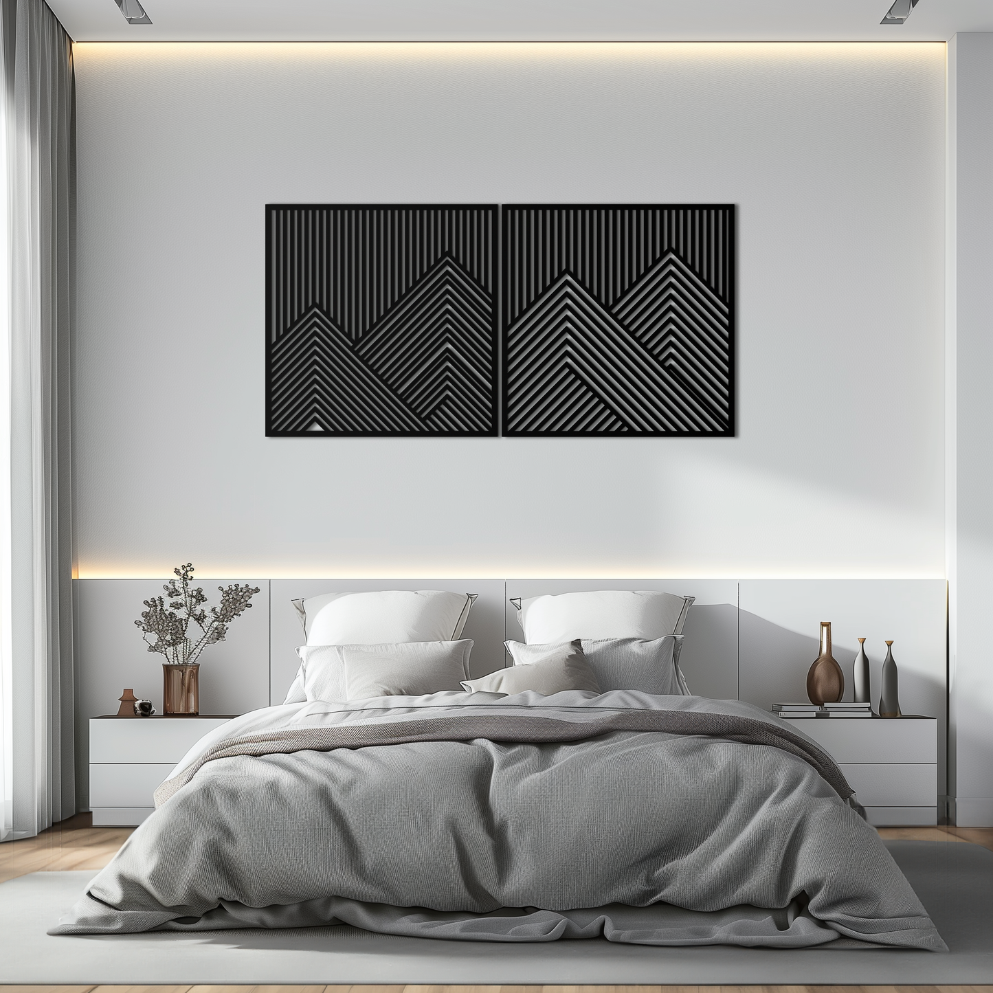 Geometric Mountain Landscape Metal Wall Art - Modern Minimalist Decor- KAF188 - Tampa Home & Garden Store