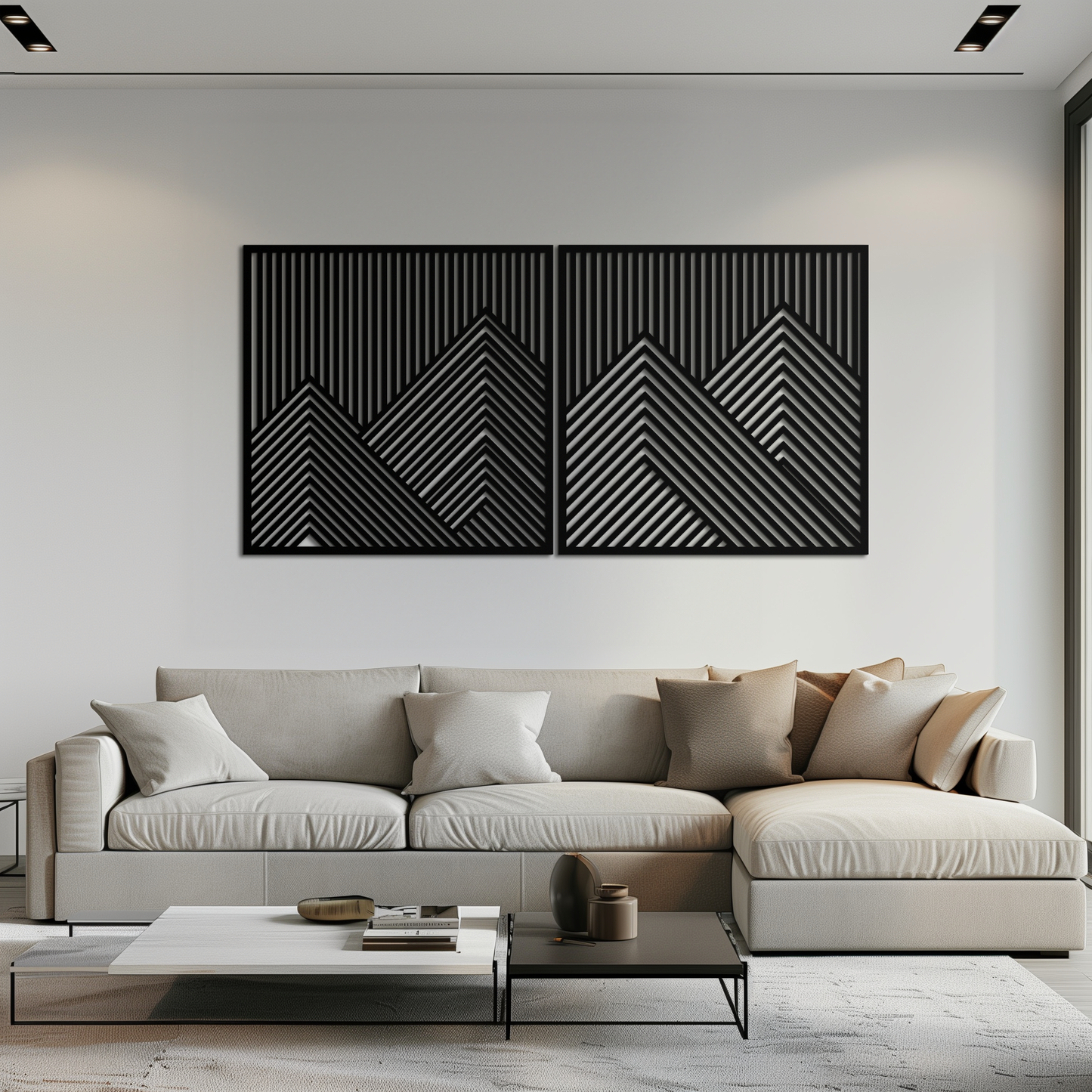 Geometric Mountain Landscape Metal Wall Art - Modern Minimalist Decor- KAF188 - Tampa Home & Garden Store
