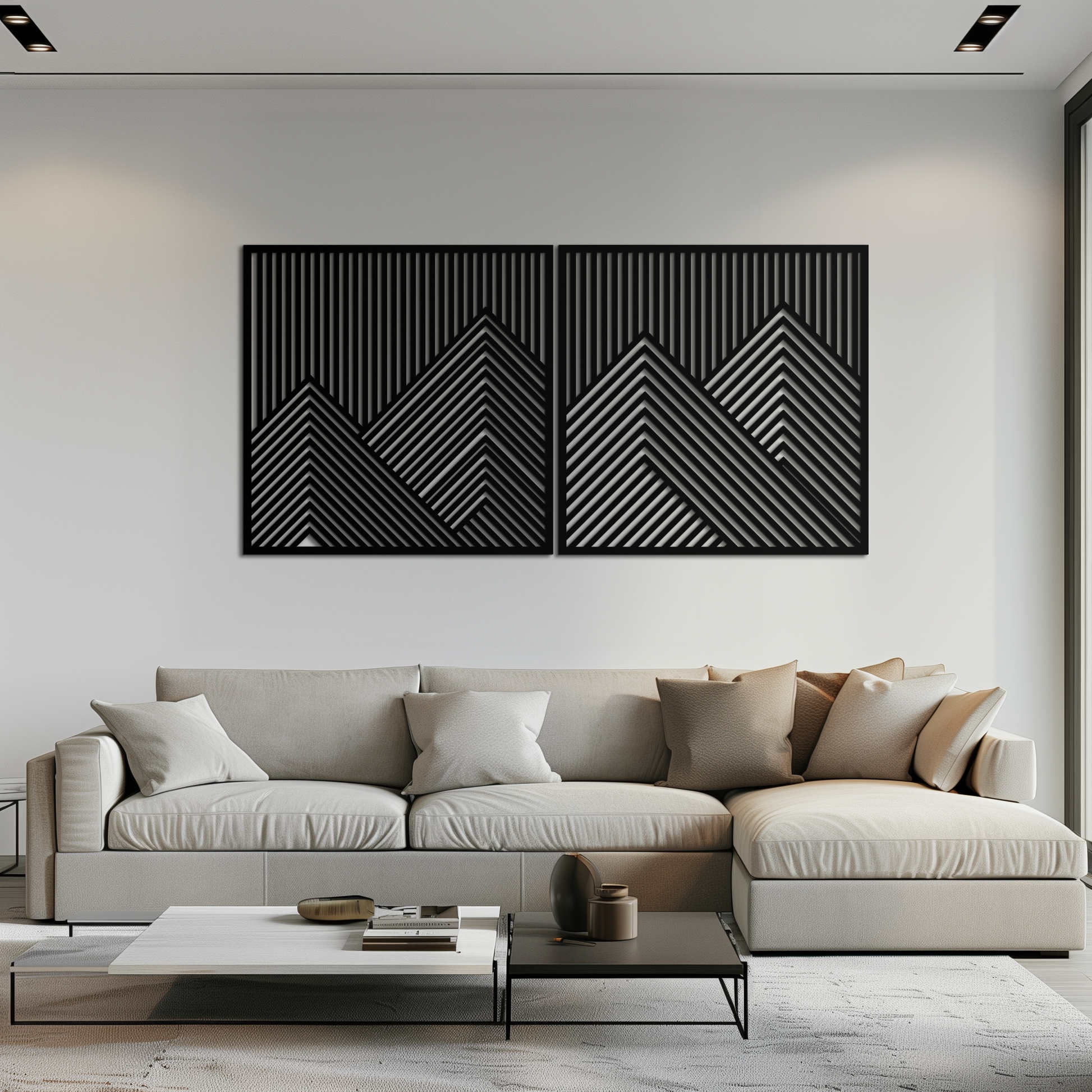 Geometric Mountain Landscape Metal Wall Art - Modern Minimalist Decor- KAF188 - Tampa Home & Garden Store