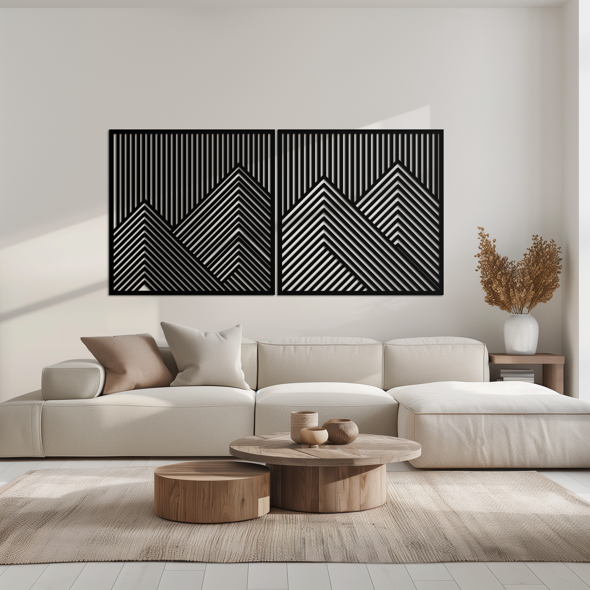 Geometric Mountain Landscape Metal Wall Art - Modern Minimalist Decor- KAF188 - Tampa Home & Garden Store