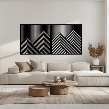 Geometric Mountain Landscape Metal Wall Art - Modern Minimalist Decor- KAF188 - Tampa Home & Garden Store