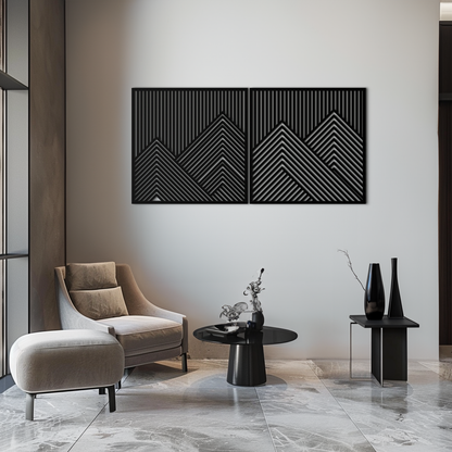 Geometric Mountain Landscape Metal Wall Art - Modern Minimalist Decor- KAF188 - Tampa Home & Garden Store