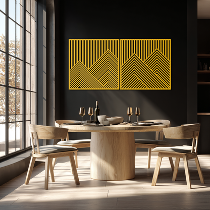 Geometric Mountain Landscape Metal Wall Art - Modern Minimalist Decor- KAF188 - Tampa Home & Garden Store