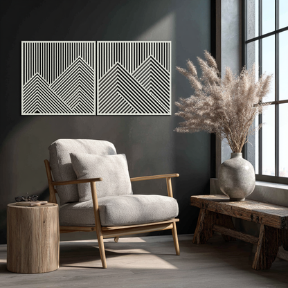 Geometric Mountain Landscape Metal Wall Art - Modern Minimalist Decor- KAF188 - Tampa Home & Garden Store