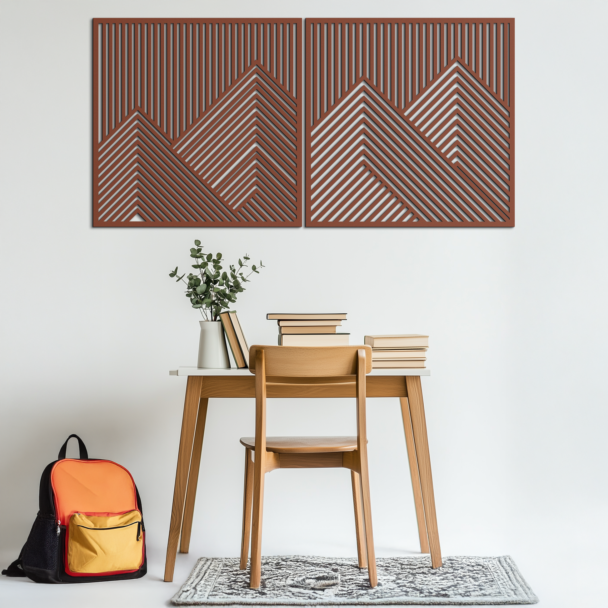 Geometric Mountain Landscape Metal Wall Art - Modern Minimalist Decor- KAF188 - Tampa Home & Garden Store
