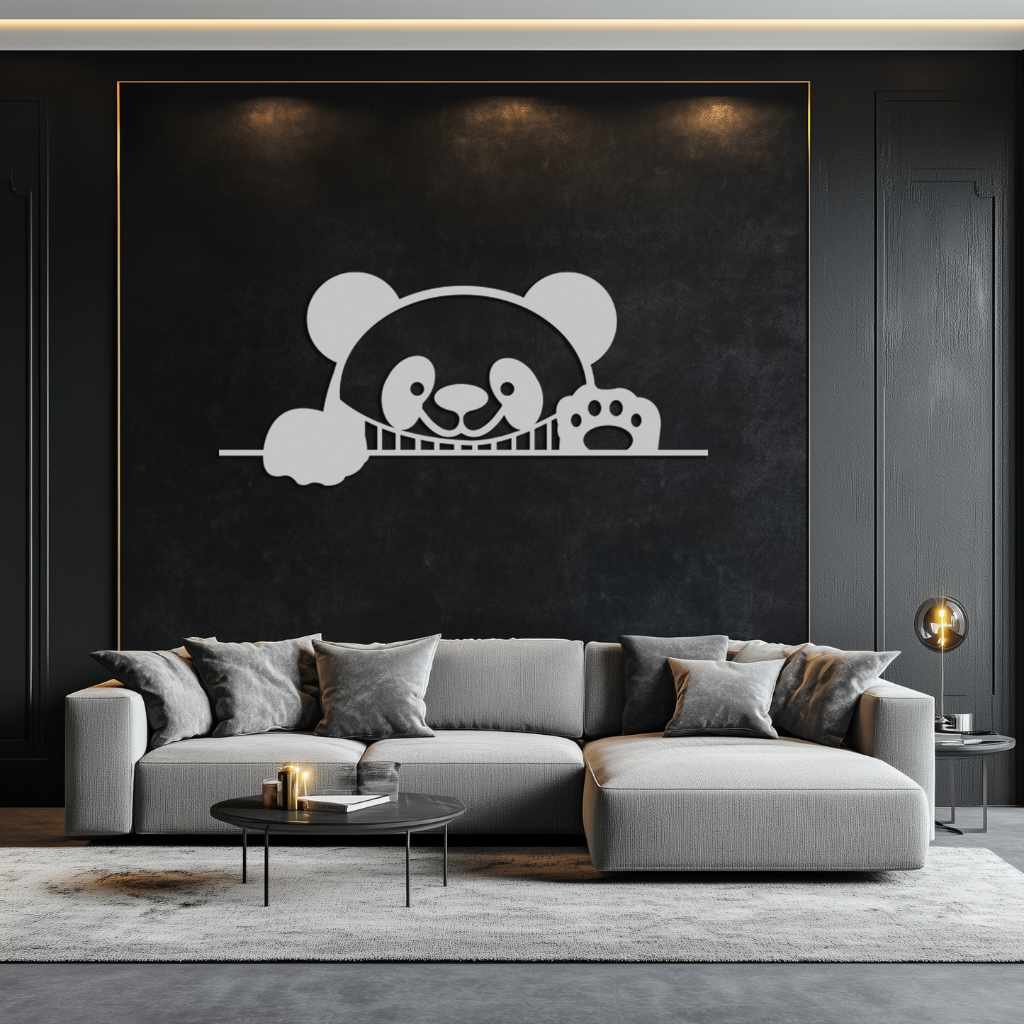 Geometric Panda Metal Wall Art - Playful Minimalist Steel Decor - KAF150 - Tampa Home & Garden Store