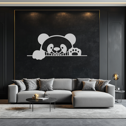 Geometric Panda Metal Wall Art - Playful Minimalist Steel Decor - KAF150 - Tampa Home & Garden Store