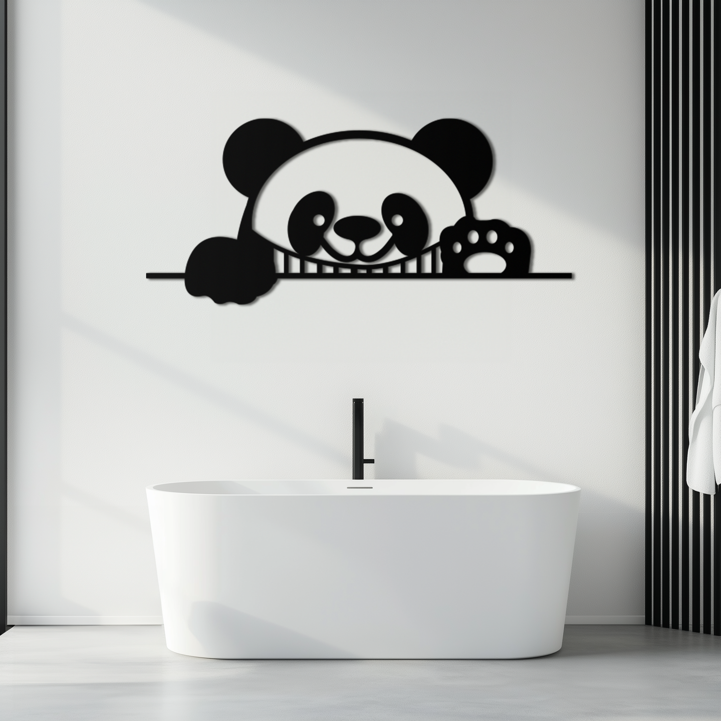 Geometric Panda Metal Wall Art - Playful Minimalist Steel Decor - KAF150 - Tampa Home & Garden Store