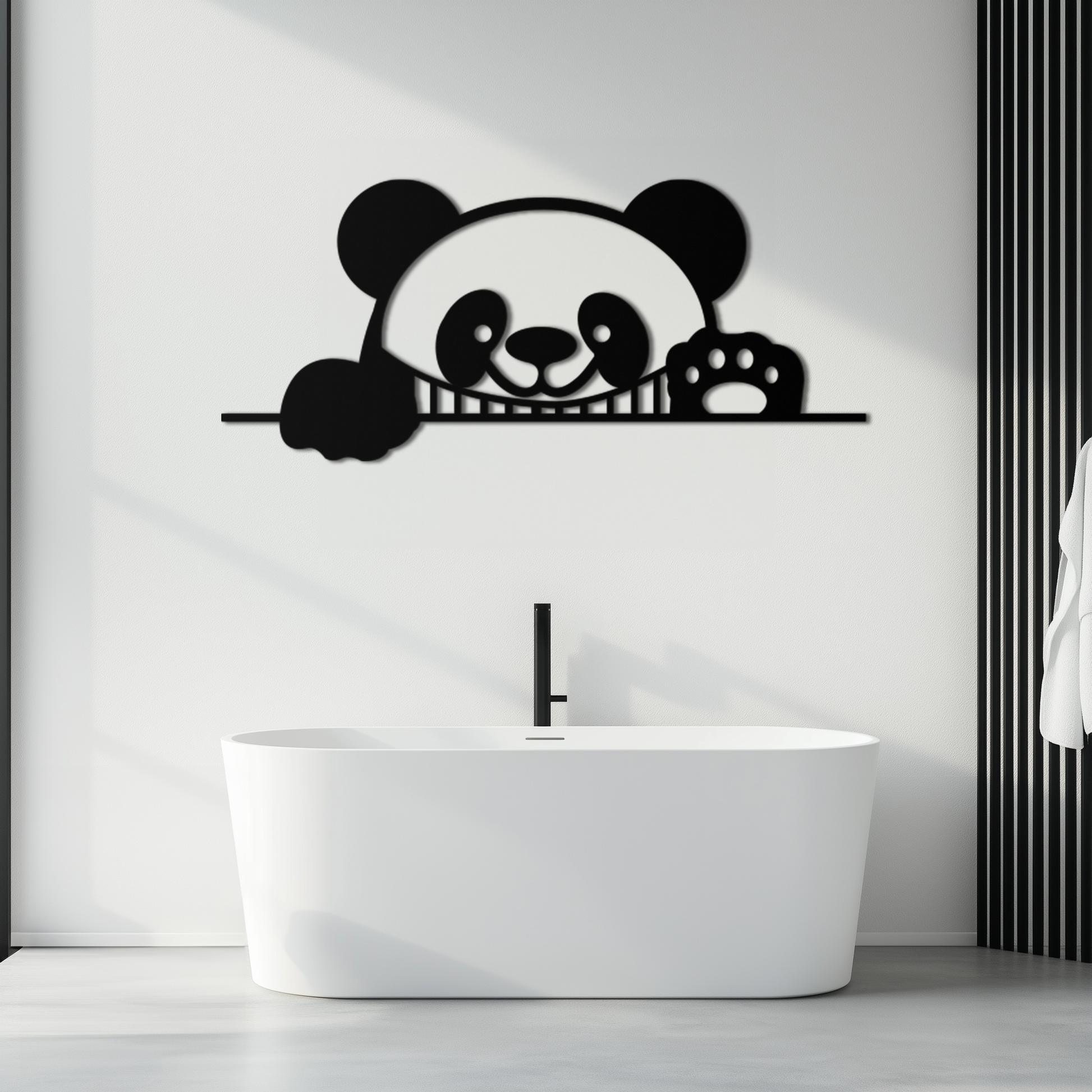 Geometric Panda Metal Wall Art - Playful Minimalist Steel Decor - KAF150 - Tampa Home & Garden Store