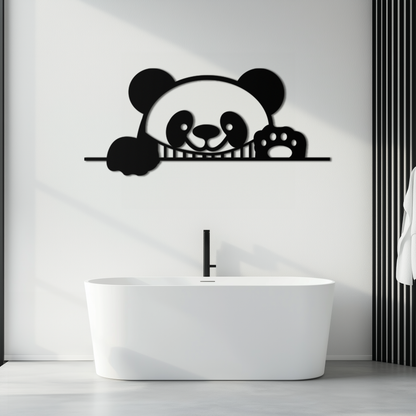 Geometric Panda Metal Wall Art - Playful Minimalist Steel Decor - KAF150 - Tampa Home & Garden Store