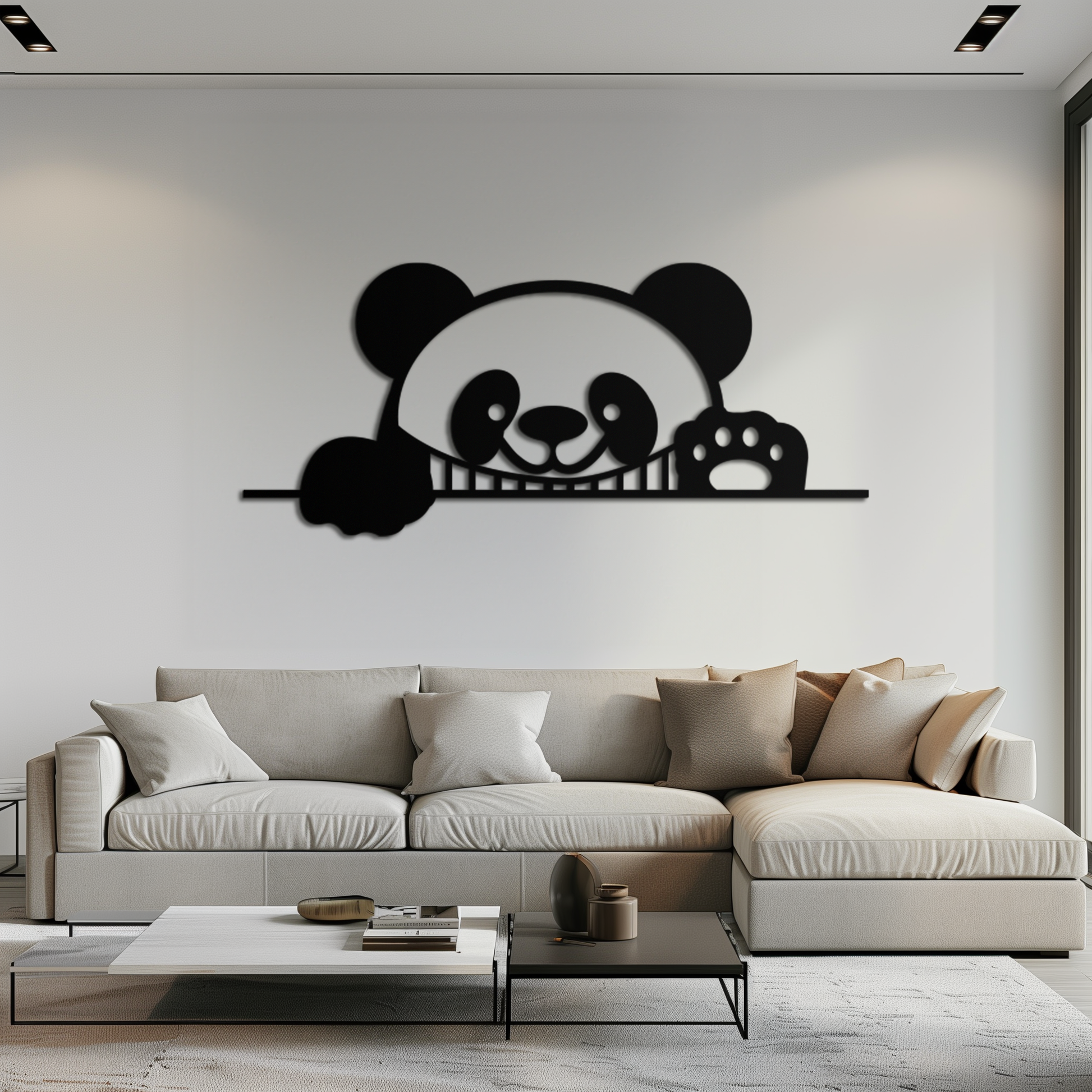 Geometric Panda Metal Wall Art - Playful Minimalist Steel Decor - KAF150 - Tampa Home & Garden Store