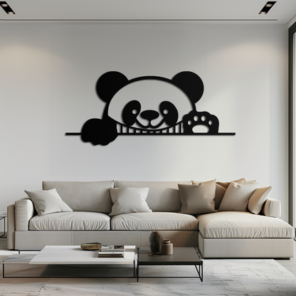 Geometric Panda Metal Wall Art - Playful Minimalist Steel Decor - KAF150 - Tampa Home & Garden Store