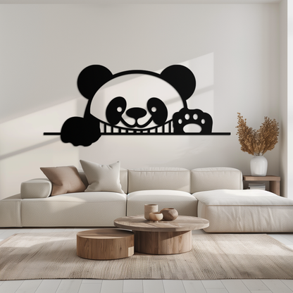 Geometric Panda Metal Wall Art - Playful Minimalist Steel Decor - KAF150 - Tampa Home & Garden Store