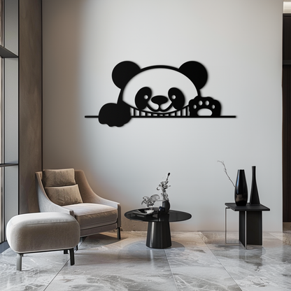 Geometric Panda Metal Wall Art - Playful Minimalist Steel Decor - KAF150 - Tampa Home & Garden Store