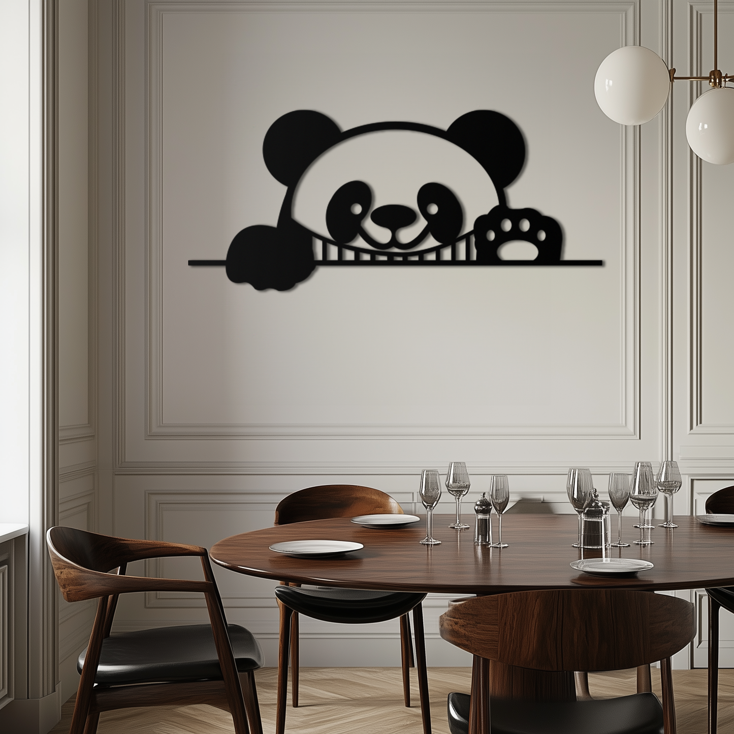 Geometric Panda Metal Wall Art - Playful Minimalist Steel Decor - KAF150 - Tampa Home & Garden Store