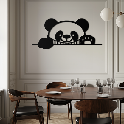 Geometric Panda Metal Wall Art - Playful Minimalist Steel Decor - KAF150 - Tampa Home & Garden Store