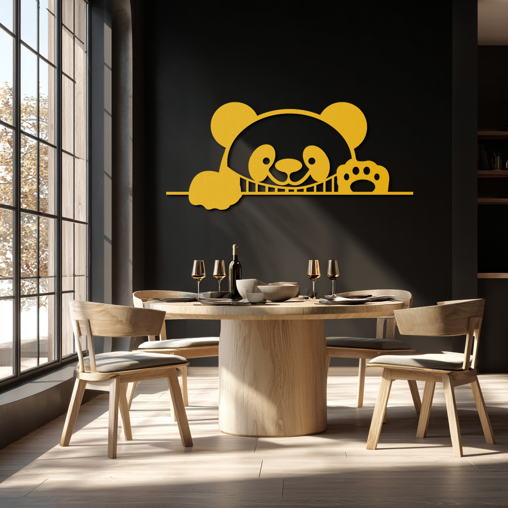 Geometric Panda Metal Wall Art - Playful Minimalist Steel Decor - KAF150 - Tampa Home & Garden Store