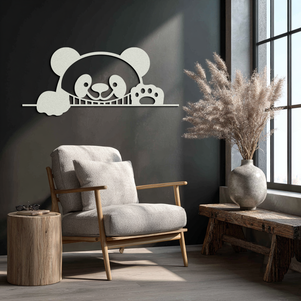 Geometric Panda Metal Wall Art - Playful Minimalist Steel Decor - KAF150 - Tampa Home & Garden Store