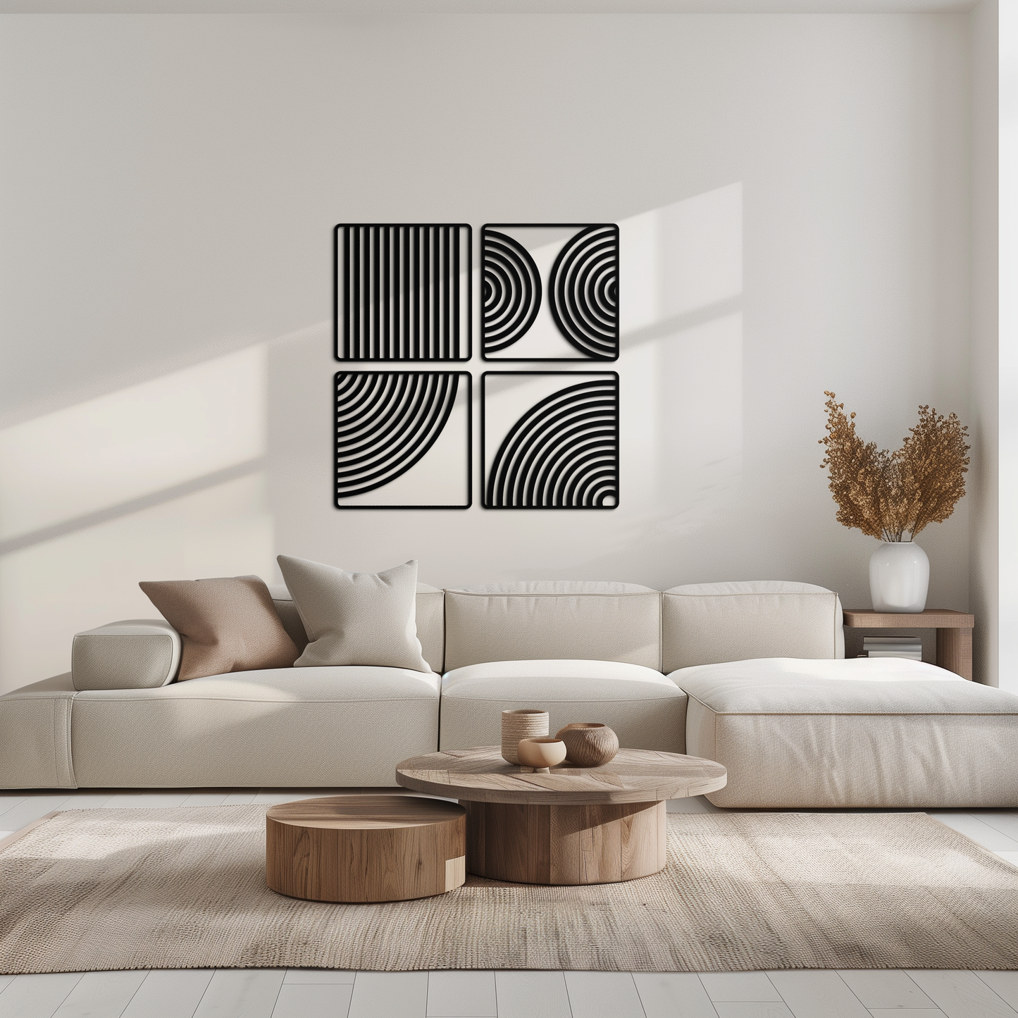 Geometric Pattern Metal Wall Art – 4-Piece Modern Minimalist Steel Decor- KAF363 - Tampa Home & Garden Store