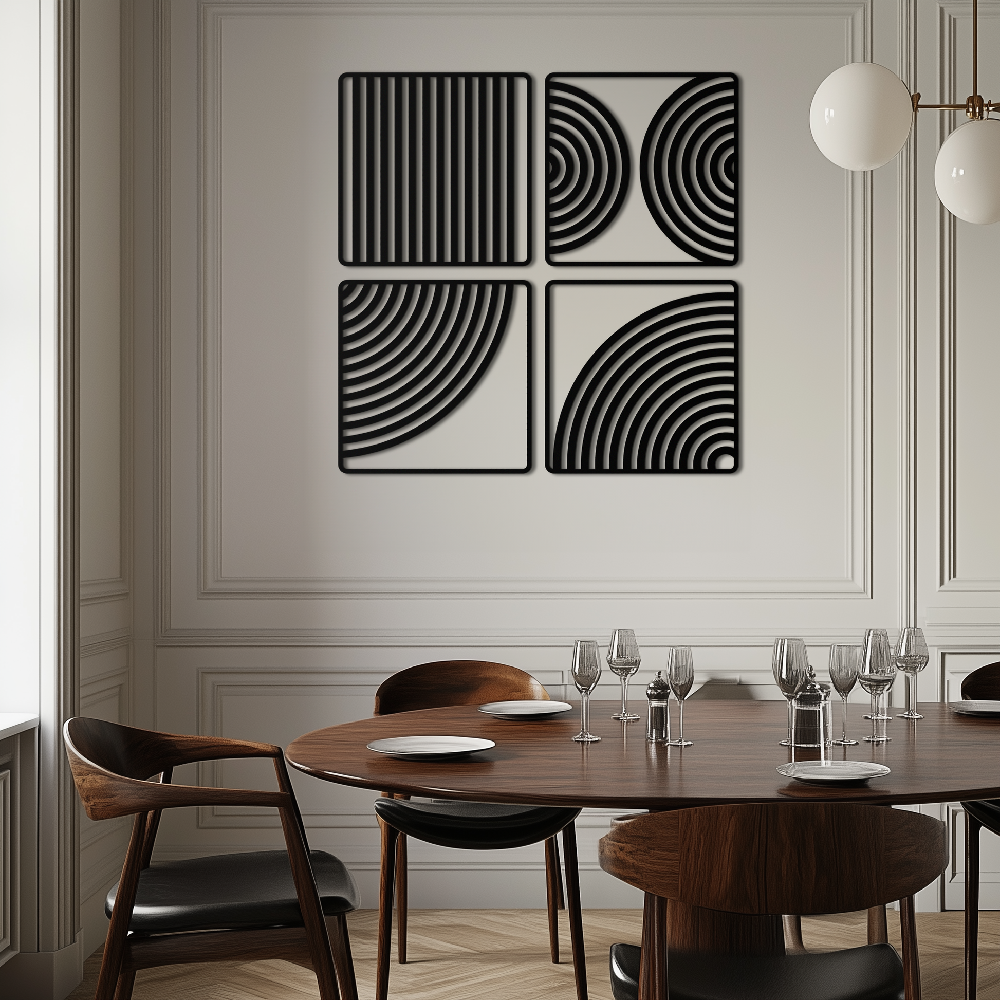 Geometric Pattern Metal Wall Art – 4-Piece Modern Minimalist Steel Decor- KAF363 - Tampa Home & Garden Store
