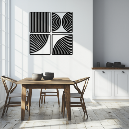 Geometric Pattern Metal Wall Art – 4-Piece Modern Minimalist Steel Decor- KAF363 - Tampa Home & Garden Store