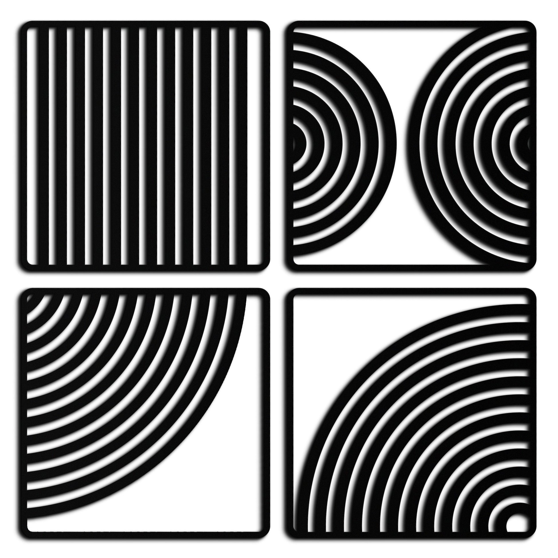 Geometric Pattern Metal Wall Art – 4-Piece Modern Minimalist Steel Decor- KAF363 - Tampa Home & Garden Store