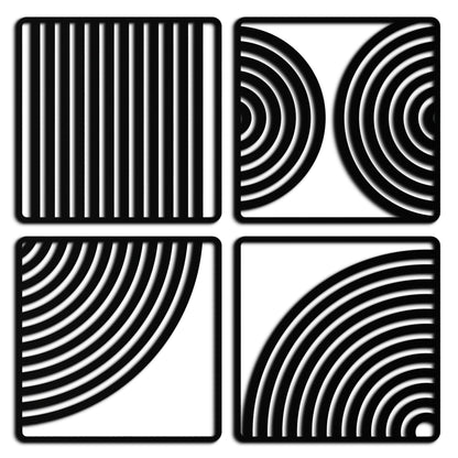 Geometric Pattern Metal Wall Art – 4-Piece Modern Minimalist Steel Decor- KAF363 - Tampa Home & Garden Store