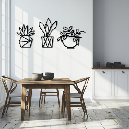 Geometric Plant Silhouette Metal Wall Art – Modern Black Botanical Home Decor- KAF519 - Tampa Home & Garden Store