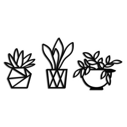 Geometric Plant Silhouette Metal Wall Art – Modern Black Botanical Home Decor- KAF519 - Tampa Home & Garden Store
