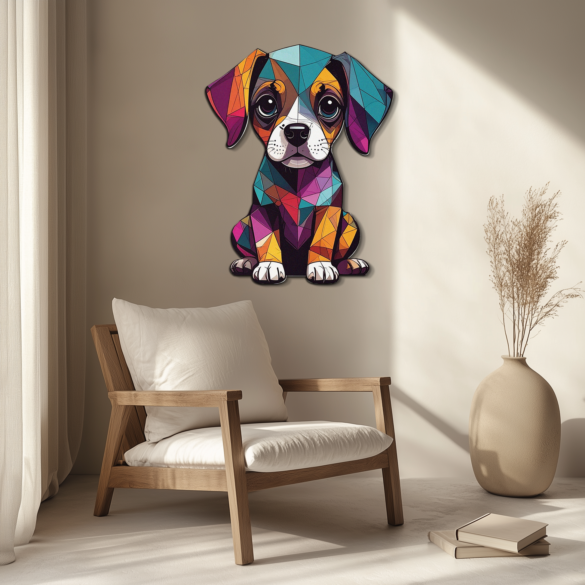 Geometric Puppy Metal Wall Art – Color Pop Dog Decor-KAFUVM039 - Tampa Home & Garden Store