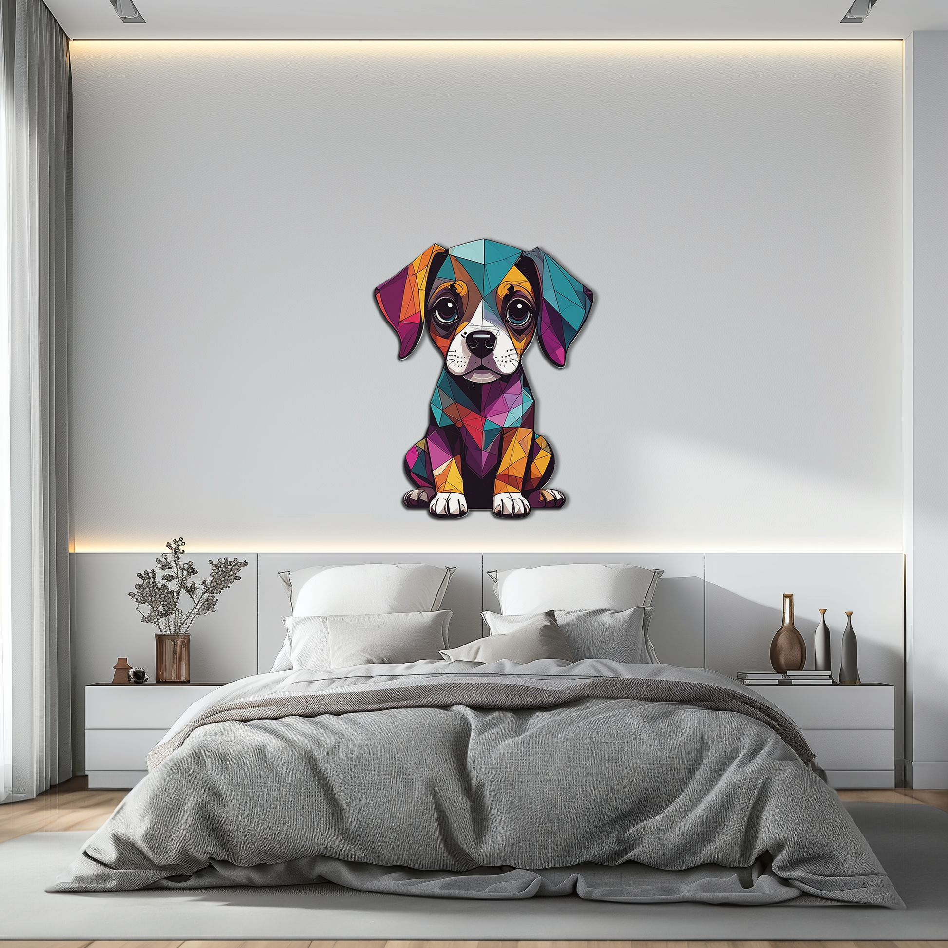 Geometric Puppy Metal Wall Art – Color Pop Dog Decor-KAFUVM039 - Tampa Home & Garden Store