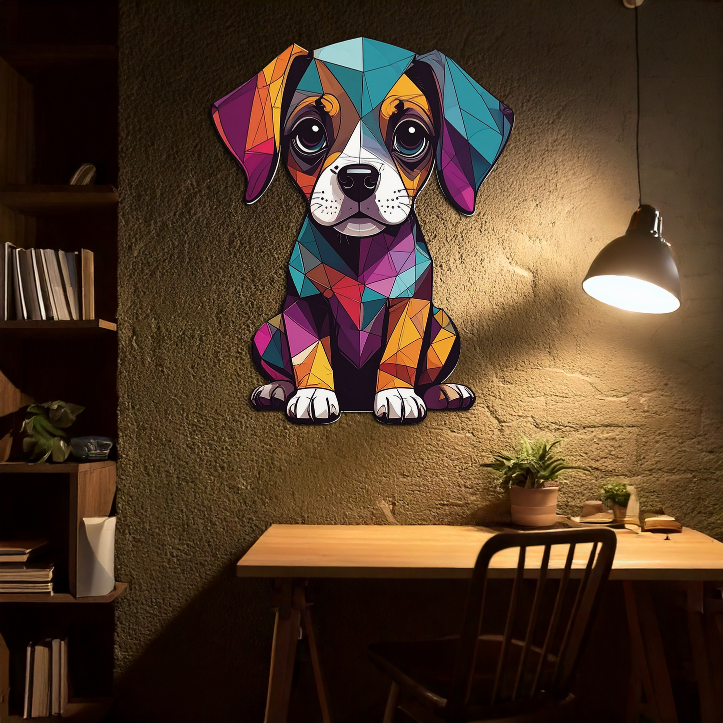 Geometric Puppy Metal Wall Art – Color Pop Dog Decor-KAFUVM039 - Tampa Home & Garden Store
