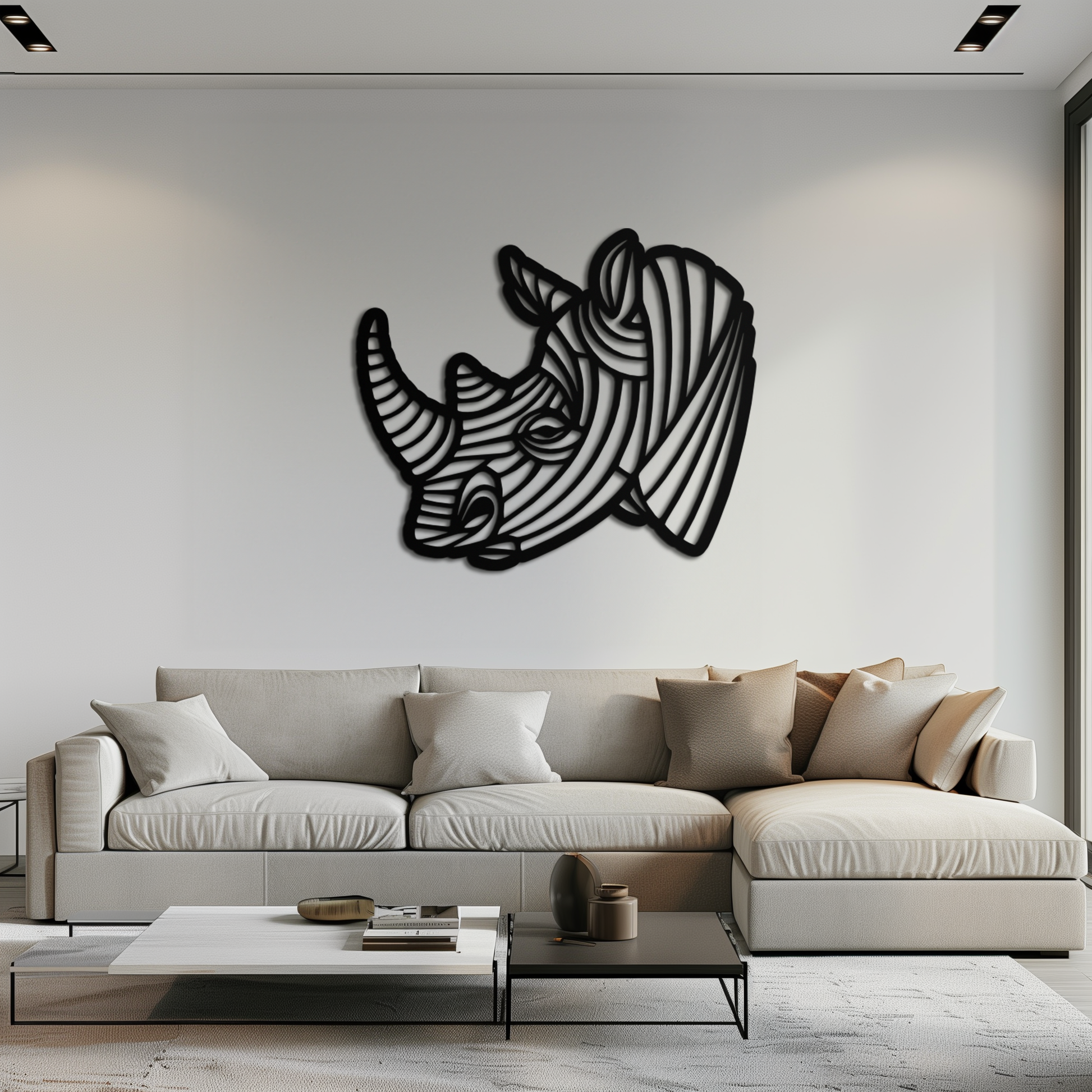 Geometric Rhino Metal Wall Art - Modern Wildlife Decor- KAF164 - Tampa Home & Garden Store