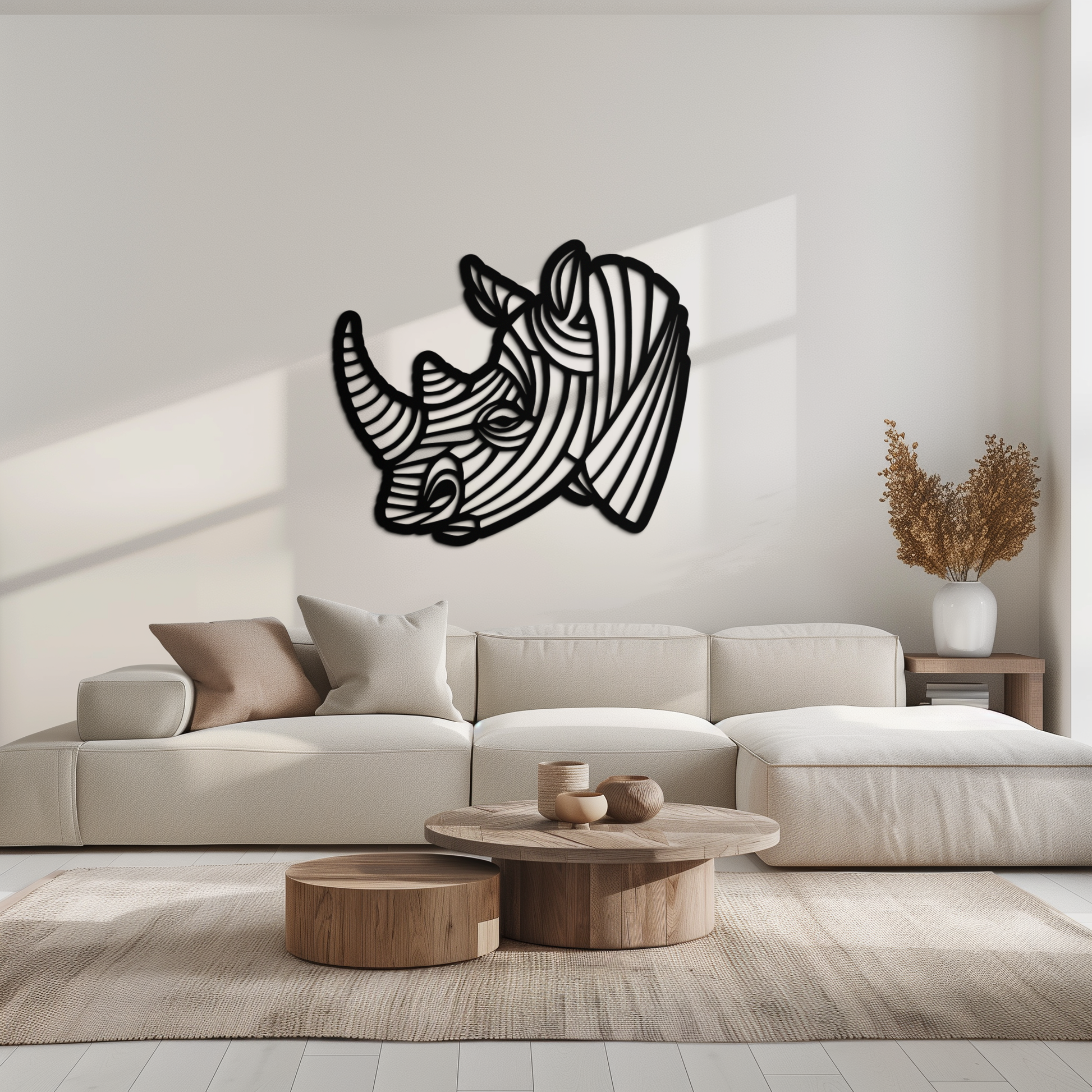 Geometric Rhino Metal Wall Art - Modern Wildlife Decor- KAF164 - Tampa Home & Garden Store