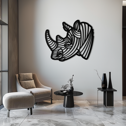 Geometric Rhino Metal Wall Art - Modern Wildlife Decor- KAF164 - Tampa Home & Garden Store