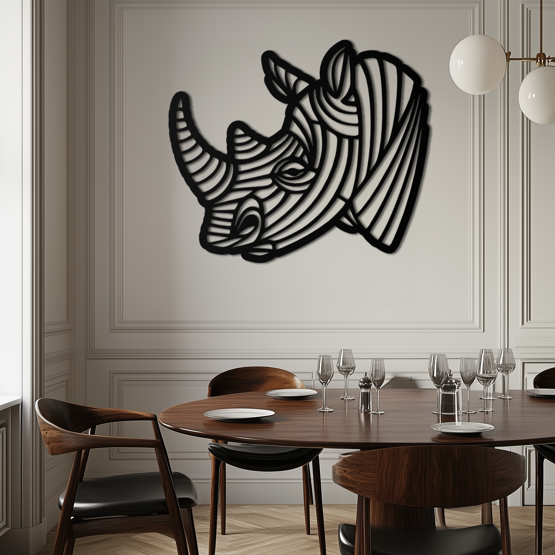 Geometric Rhino Metal Wall Art - Modern Wildlife Decor- KAF164 - Tampa Home & Garden Store