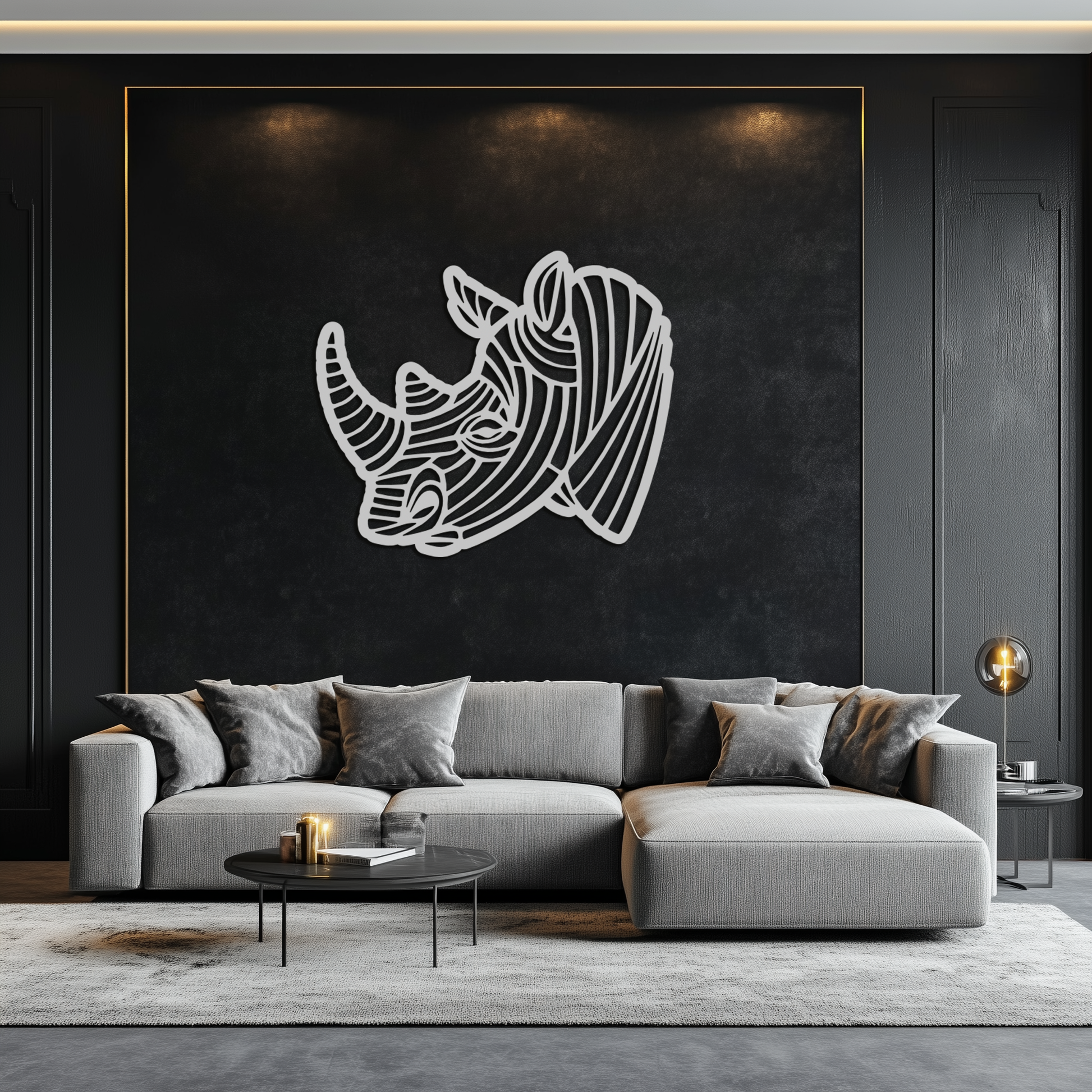 Geometric Rhino Metal Wall Art - Modern Wildlife Decor- KAF164 - Tampa Home & Garden Store