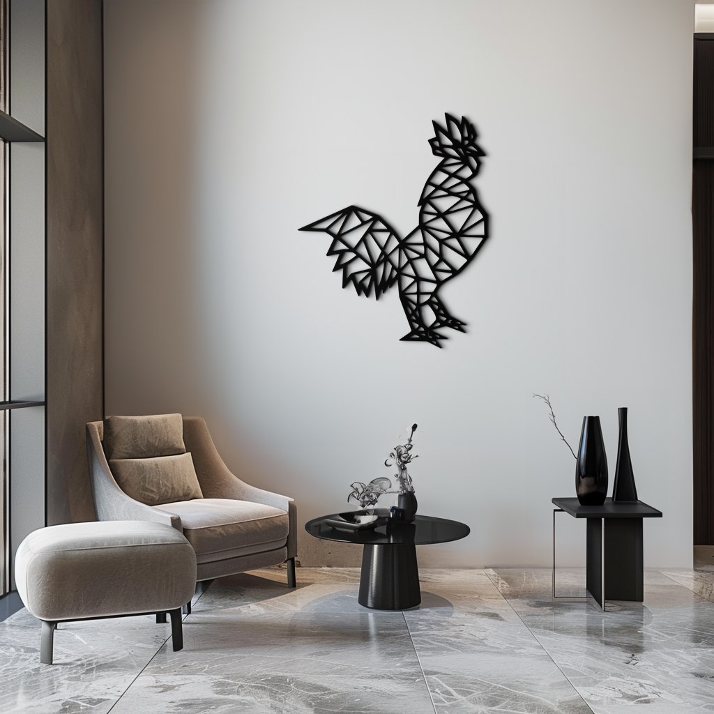 Geometric Rooster Metal Wall Art - Modern Farmhouse Decor - KAF149 - Tampa Home & Garden Store