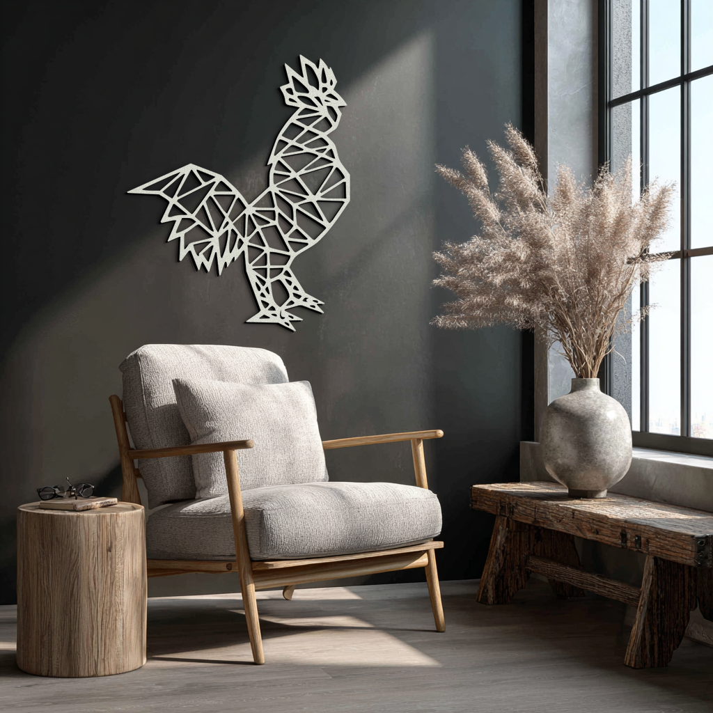 Geometric Rooster Metal Wall Art - Modern Farmhouse Decor - KAF149 - Tampa Home & Garden Store