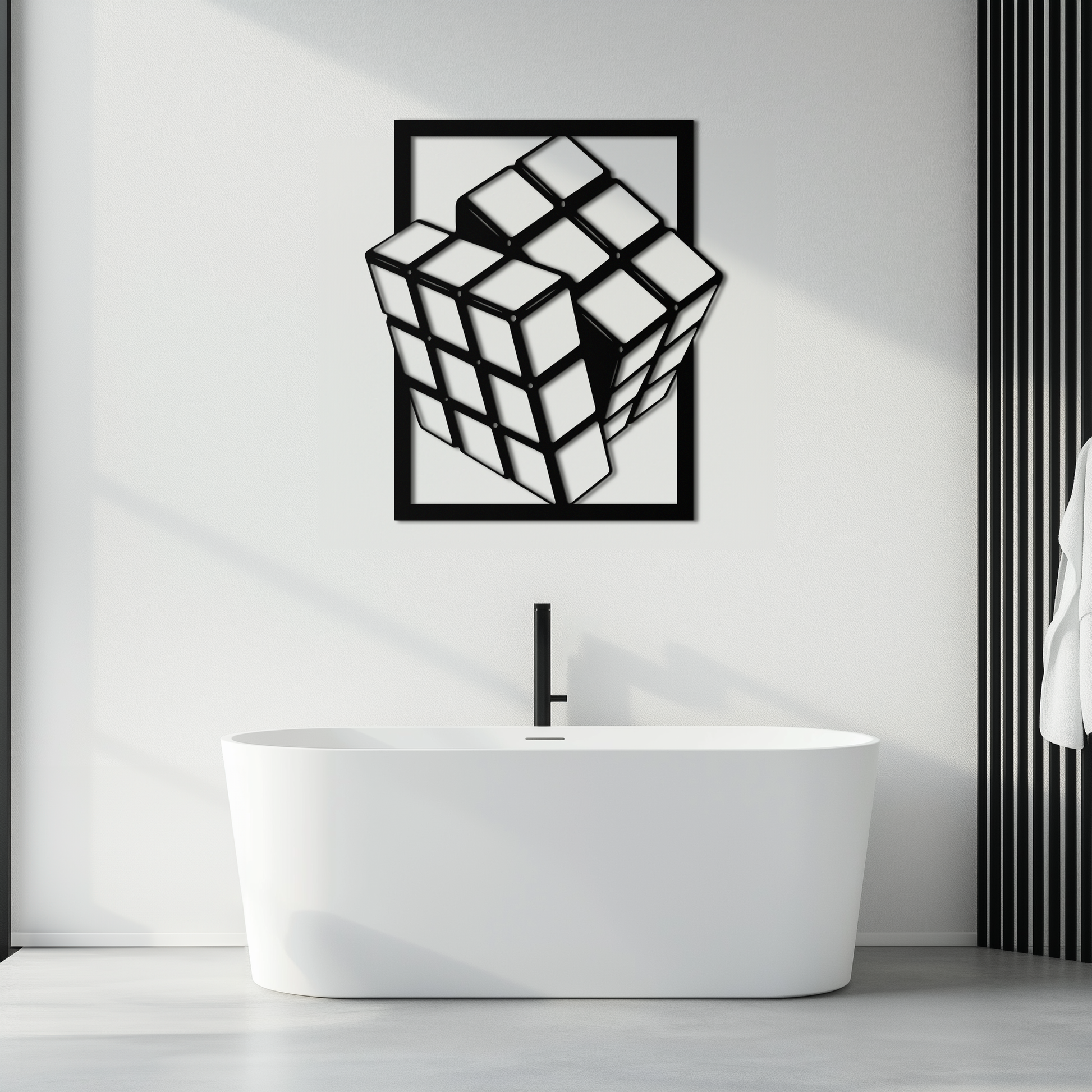 Geometric Rubik’s Cube Metal Wall Art – Modern Puzzle Enthusiast Decor - KAF197 - Tampa Home & Garden Store