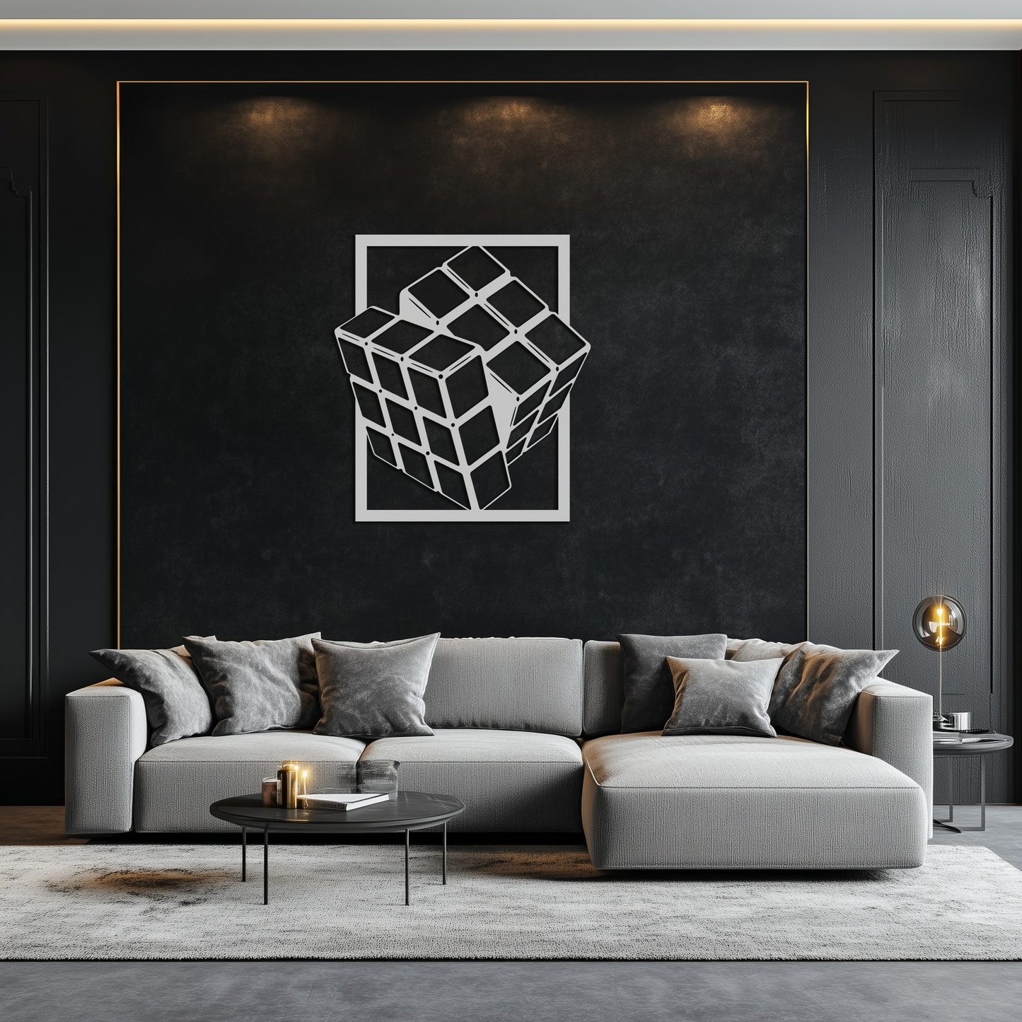 Geometric Rubik’s Cube Metal Wall Art – Modern Puzzle Enthusiast Decor - KAF197 - Tampa Home & Garden Store