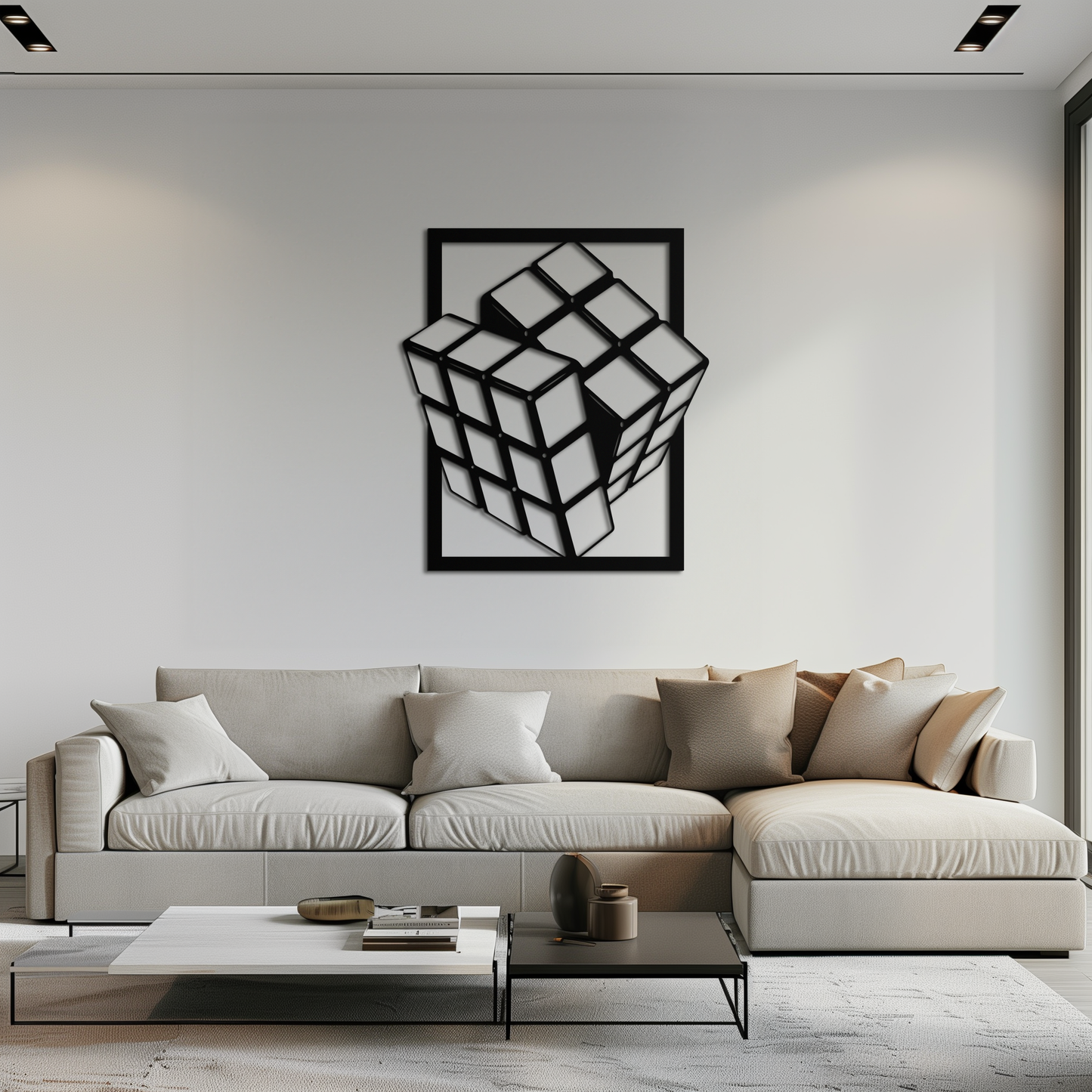 Geometric Rubik’s Cube Metal Wall Art – Modern Puzzle Enthusiast Decor - KAF197 - Tampa Home & Garden Store