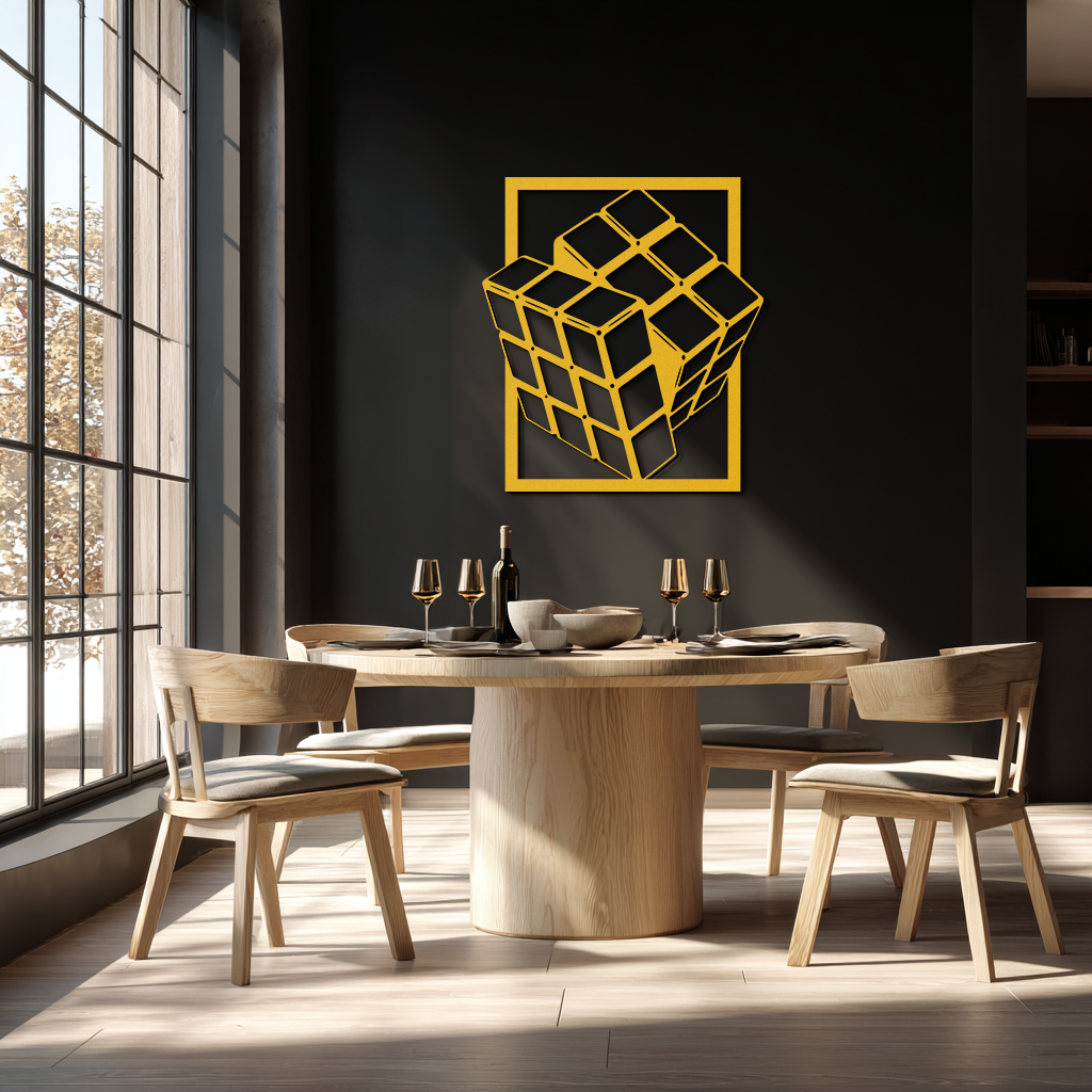 Geometric Rubik’s Cube Metal Wall Art – Modern Puzzle Enthusiast Decor - KAF197 - Tampa Home & Garden Store
