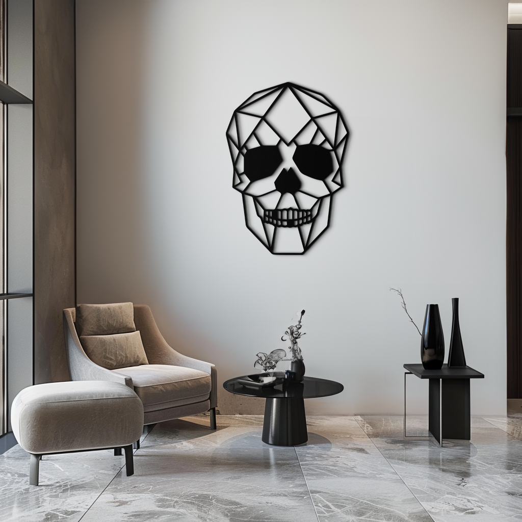 Geometric Skull Metal Wall Art - Modern Skull-Inspired Steel Decor - KAF134 - Tampa Home & Garden Store