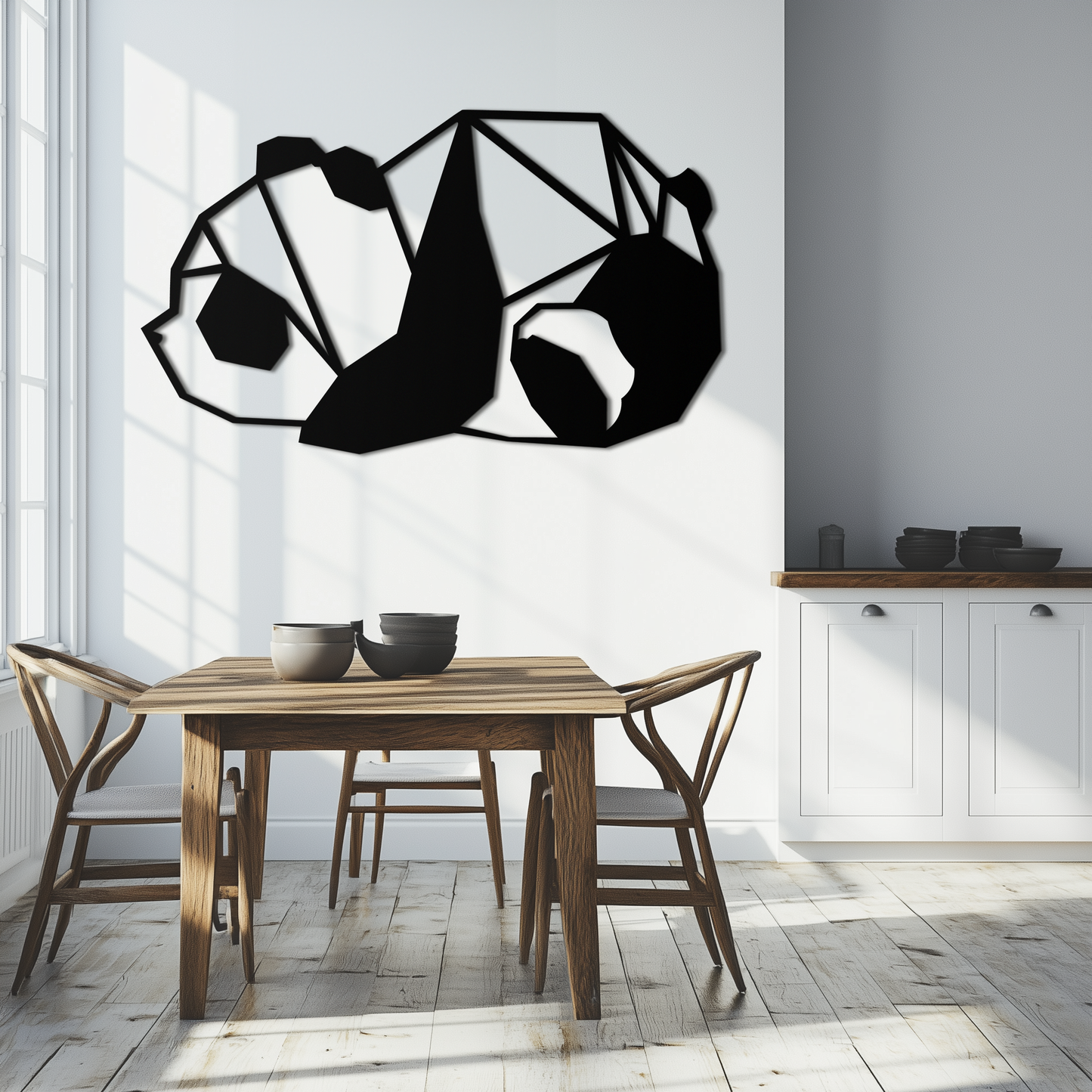Geometric Sleeping Panda Metal Wall Art - Minimalist & Modern Decor - KAF195 - Tampa Home & Garden Store