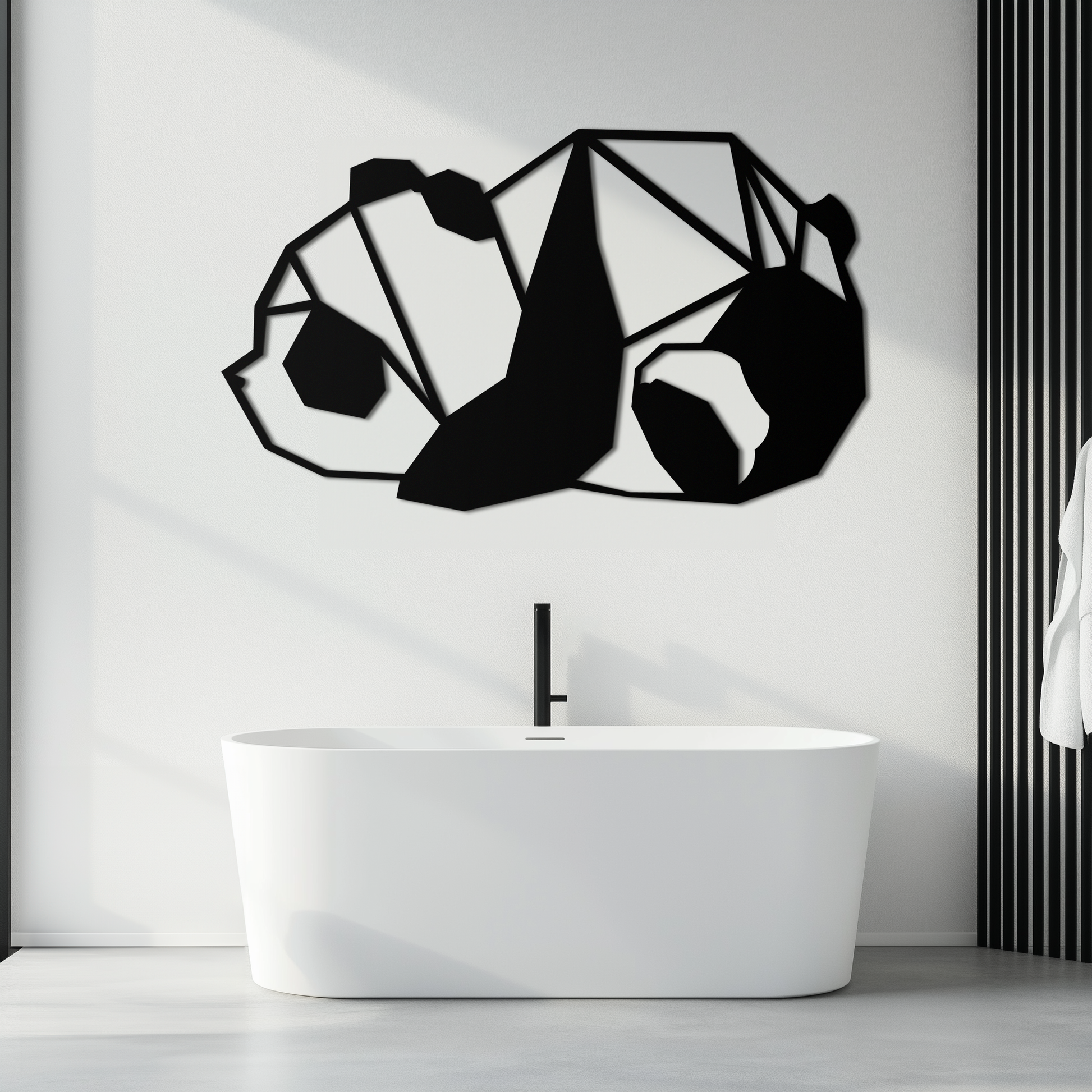 Geometric Sleeping Panda Metal Wall Art - Minimalist & Modern Decor - KAF195 - Tampa Home & Garden Store