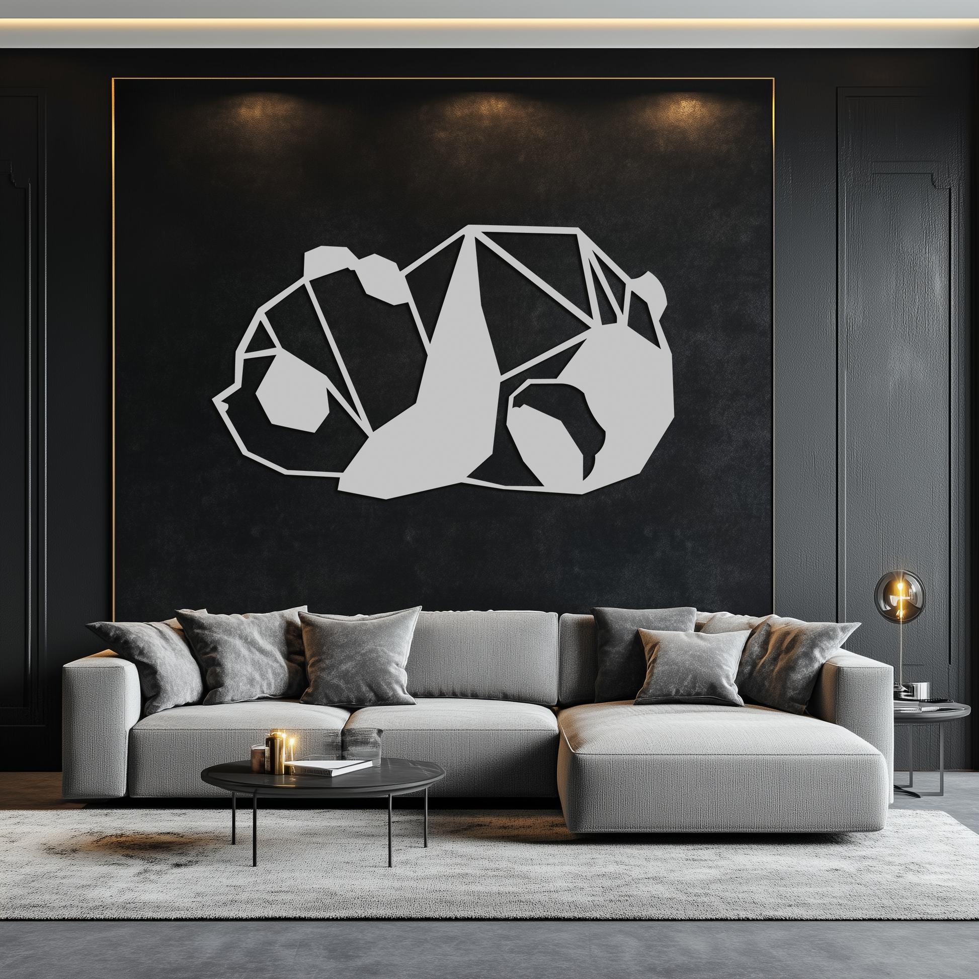 Geometric Sleeping Panda Metal Wall Art - Minimalist & Modern Decor - KAF195 - Tampa Home & Garden Store