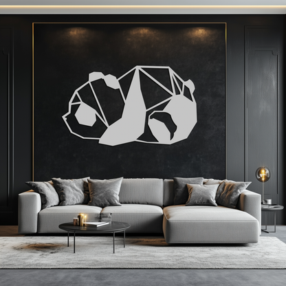 Geometric Sleeping Panda Metal Wall Art - Minimalist & Modern Decor - KAF195 - Tampa Home & Garden Store
