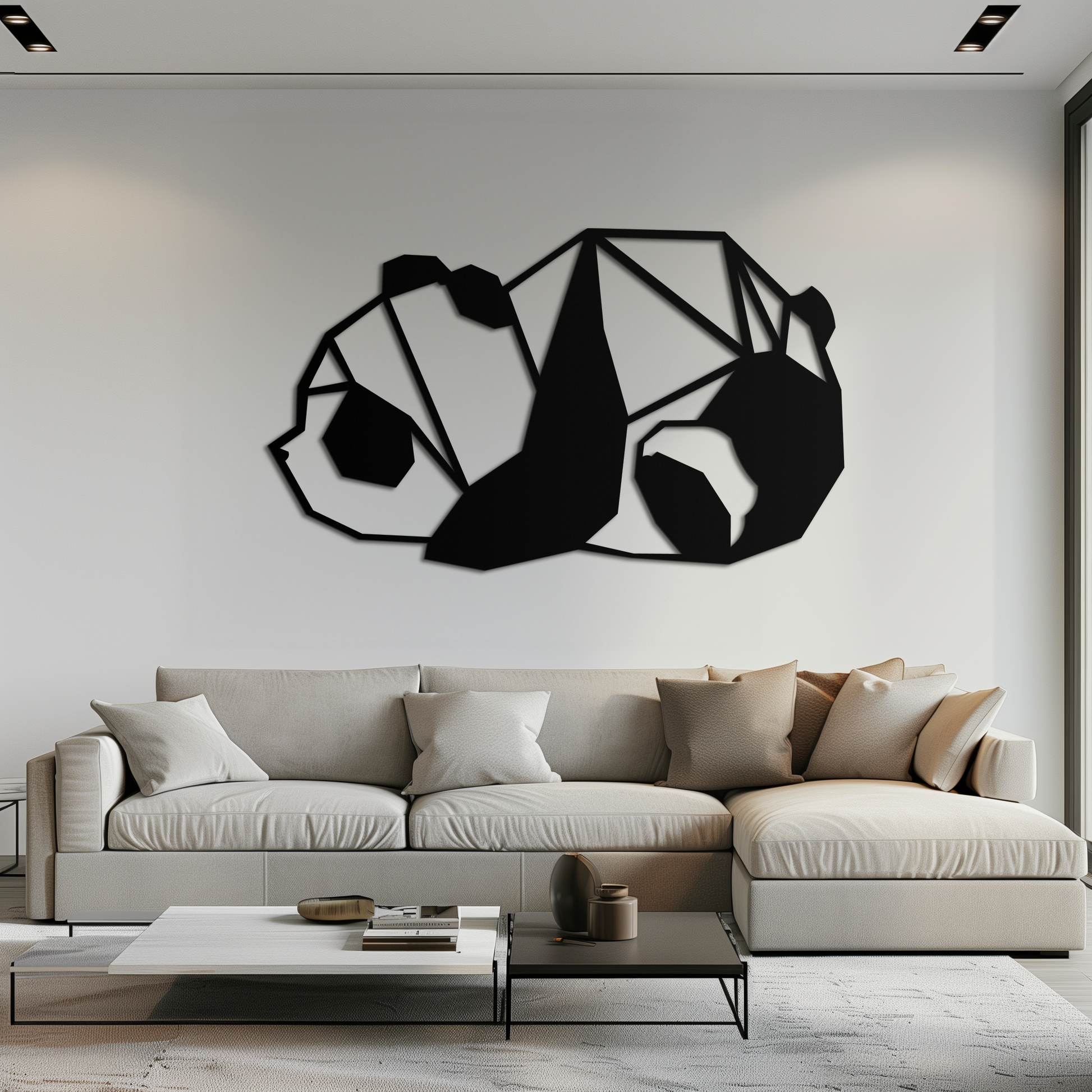 Geometric Sleeping Panda Metal Wall Art - Minimalist & Modern Decor - KAF195 - Tampa Home & Garden Store